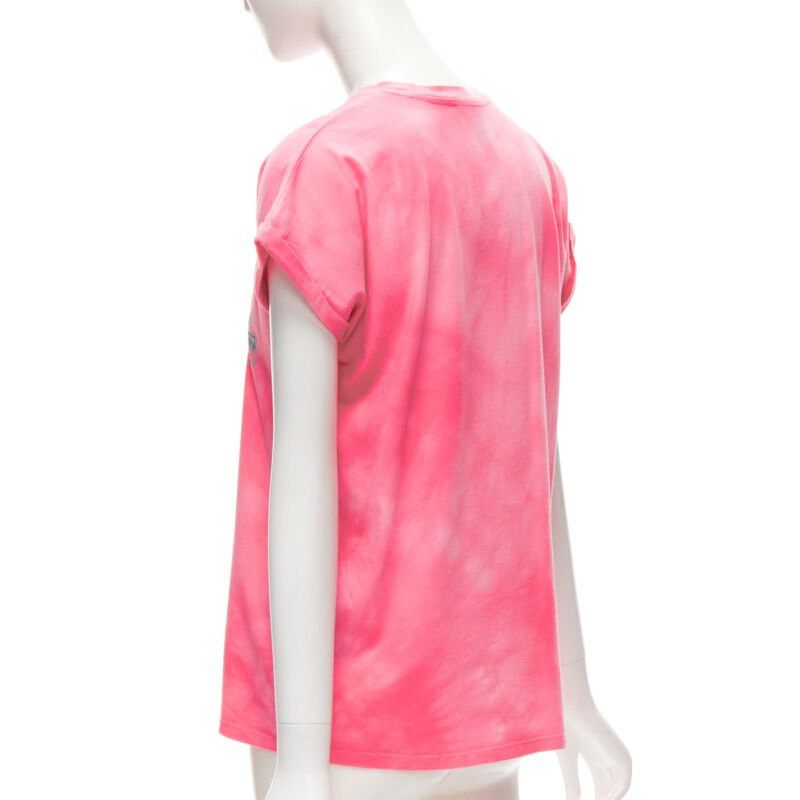 Balmain BALMAIN green palm tree logo pink tie dye crew neck cap sleeves tshirt top XXS Size XS / US 0-2 / IT 36-38 - 6 Thumbnail