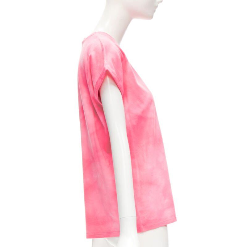 Balmain BALMAIN green palm tree logo pink tie dye crew neck cap sleeves tshirt top XXS Size XS / US 0-2 / IT 36-38 - 4 Thumbnail