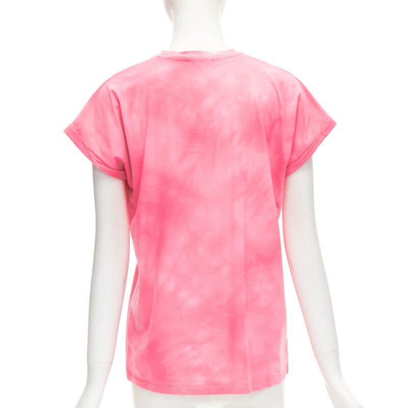 Balmain BALMAIN green palm tree logo pink tie dye crew neck cap sleeves tshirt top XXS Size XS / US 0-2 / IT 36-38 - 5 Thumbnail