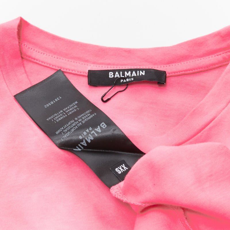 Balmain BALMAIN green palm tree logo pink tie dye crew neck cap sleeves tshirt top XXS Size XS / US 0-2 / IT 36-38 - 8 Thumbnail
