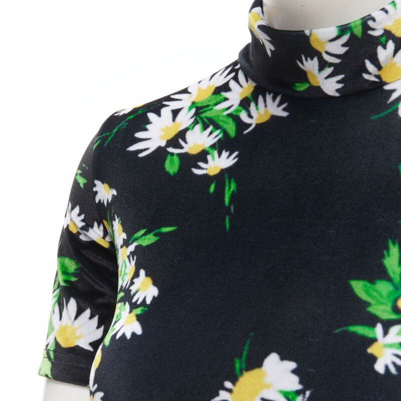 Richard Quinn RICHARD QUINN black white green daisy floral print velvet short sleeve top S Size S / US 4 / IT 40 - 7 Thumbnail