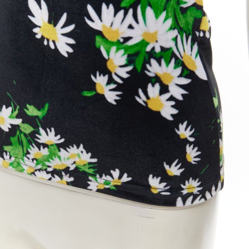 Richard Quinn RICHARD QUINN black white green daisy floral print velvet short sleeve top S Size S / US 4 / IT 40 - 8 Thumbnail