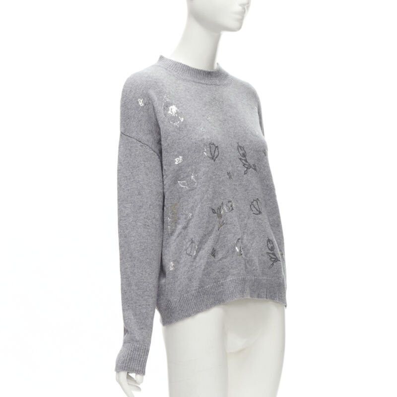 Ermanno Scervino ERMANNO SCERVINO grey pullover metallic floral print IT40 S Size S / US 4 / IT 40 - 3 Thumbnail