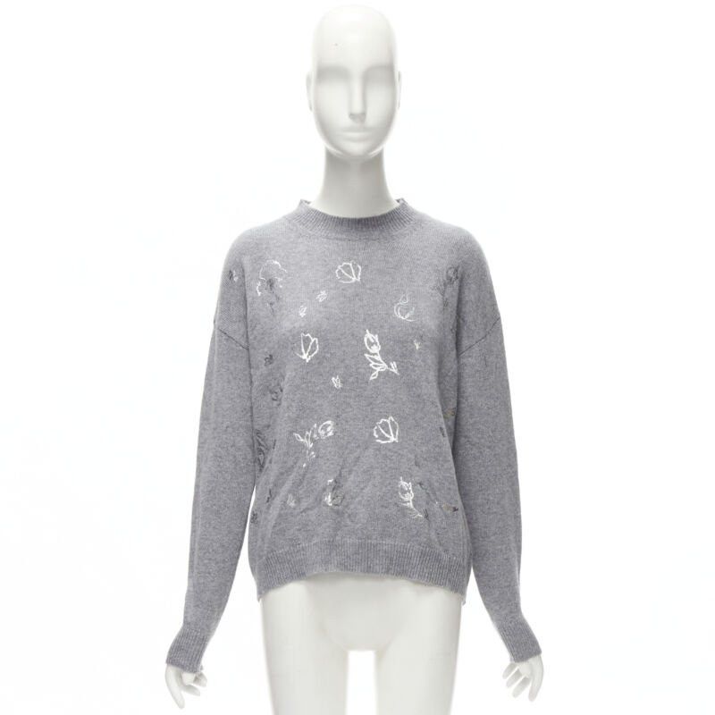 Ermanno Scervino ERMANNO SCERVINO grey pullover metallic floral print IT40 S Size S / US 4 / IT 40 - 10 Thumbnail