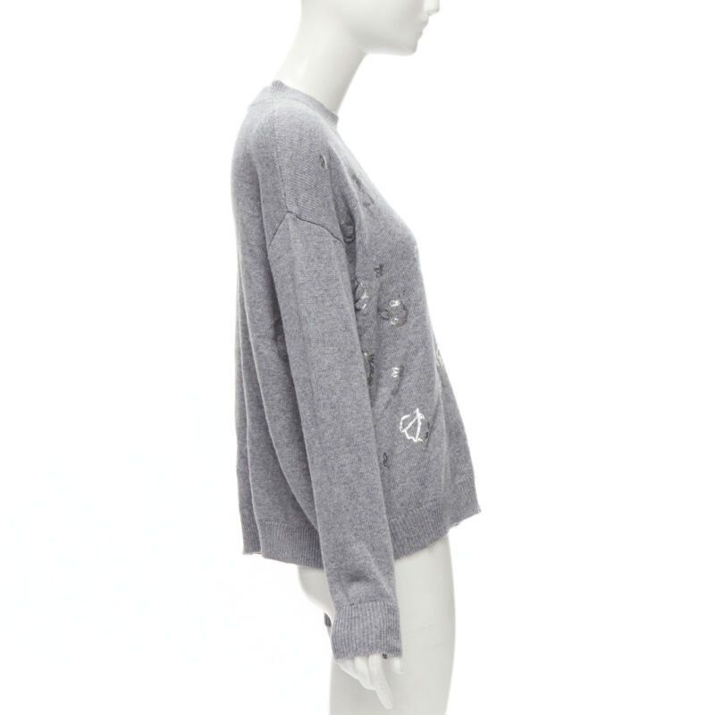 Ermanno Scervino ERMANNO SCERVINO grey pullover metallic floral print IT40 S Size S / US 4 / IT 40 - 4 Thumbnail