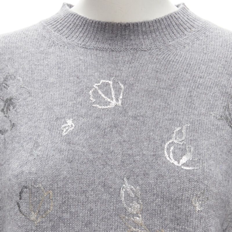 Ermanno Scervino ERMANNO SCERVINO grey pullover metallic floral print IT40 S Size S / US 4 / IT 40 - 2 Thumbnail