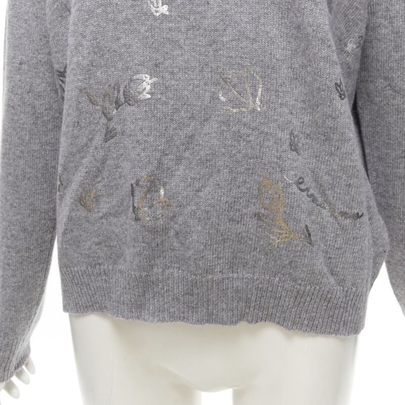 Ermanno Scervino ERMANNO SCERVINO grey pullover metallic floral print IT40 S Size S / US 4 / IT 40 - 7 Thumbnail