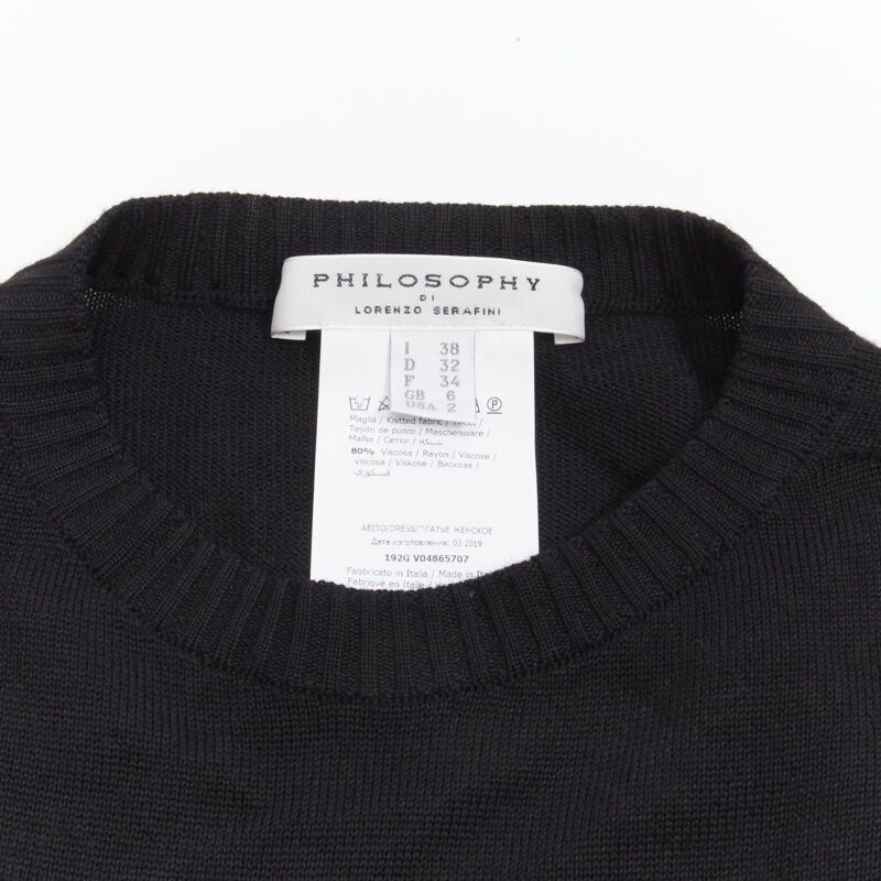 Philosophy di Lorenzo Serafini PHILOSOPHY DI LORENZO SERAFINI black lace trim sweater dress IT38 XS Size XS / US 0-2 / IT 36-38 - 9 Thumbnail