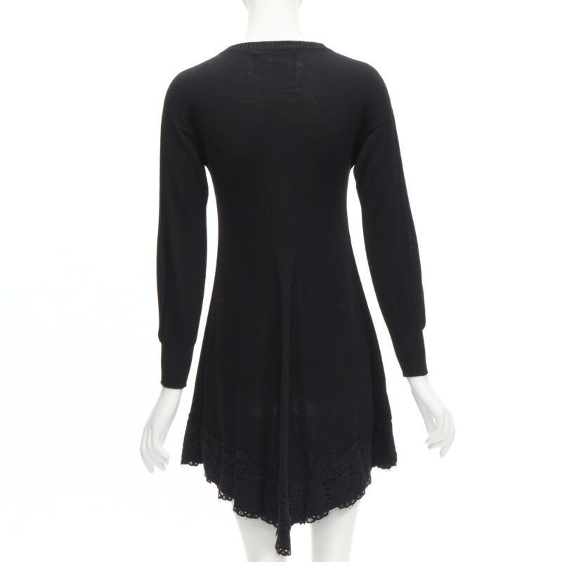 Philosophy di Lorenzo Serafini PHILOSOPHY DI LORENZO SERAFINI black lace trim sweater dress IT38 XS Size XS / US 0-2 / IT 36-38 - 5 Thumbnail
