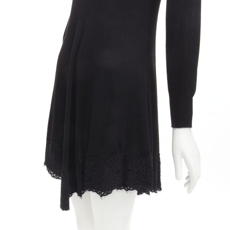 Philosophy di Lorenzo Serafini PHILOSOPHY DI LORENZO SERAFINI black lace trim sweater dress IT38 XS Size XS / US 0-2 / IT 36-38 - 2 Thumbnail