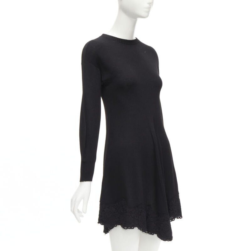 Philosophy di Lorenzo Serafini PHILOSOPHY DI LORENZO SERAFINI black lace trim sweater dress IT38 XS Size XS / US 0-2 / IT 36-38 - 3 Thumbnail