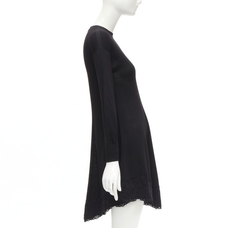 Philosophy di Lorenzo Serafini PHILOSOPHY DI LORENZO SERAFINI black lace trim sweater dress IT38 XS Size XS / US 0-2 / IT 36-38 - 4 Thumbnail