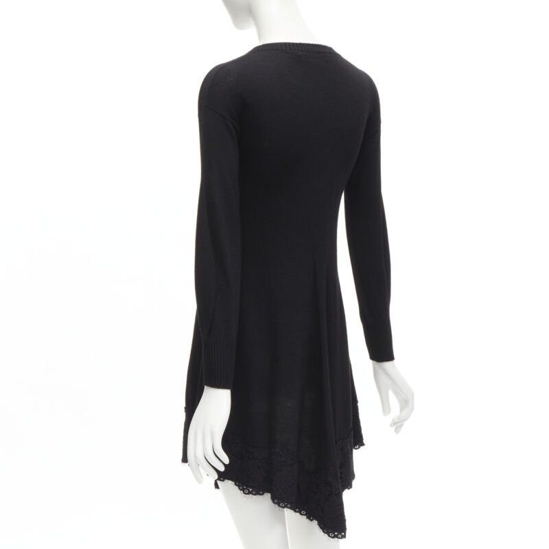Philosophy di Lorenzo Serafini PHILOSOPHY DI LORENZO SERAFINI black lace trim sweater dress IT38 XS Size XS / US 0-2 / IT 36-38 - 6 Thumbnail