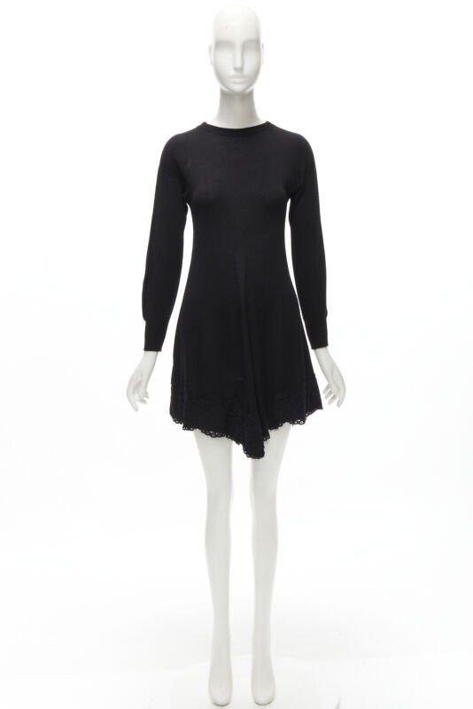 Philosophy di Lorenzo Serafini PHILOSOPHY DI LORENZO SERAFINI black lace trim sweater dress IT38 XS Size XS / US 0-2 / IT 36-38 - 10 Thumbnail