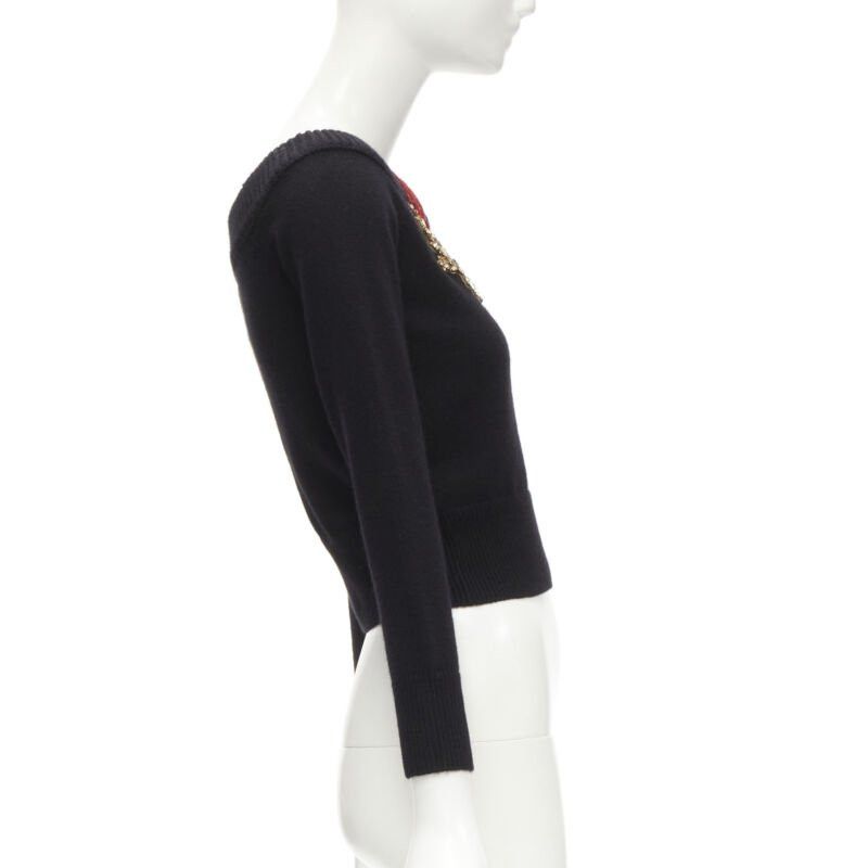 Alexander McQueen new ALEXANDER MCQUEEN 2021 cashmere black coral crystal embroidery sweater S Size S / US 4 / IT 40 - 4 Thumbnail