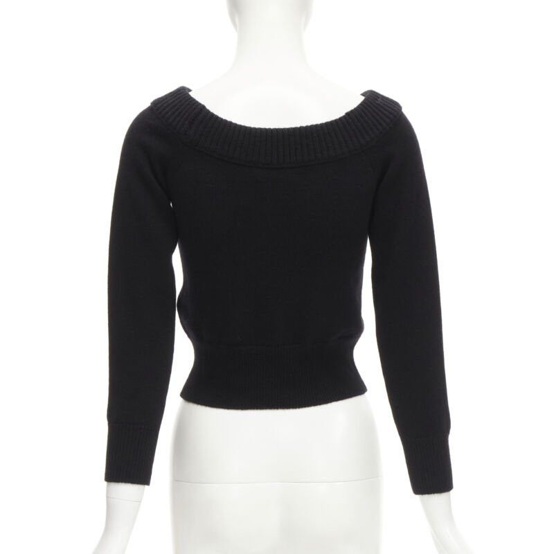 Alexander McQueen new ALEXANDER MCQUEEN 2021 cashmere black coral crystal embroidery sweater S Size S / US 4 / IT 40 - 5 Thumbnail