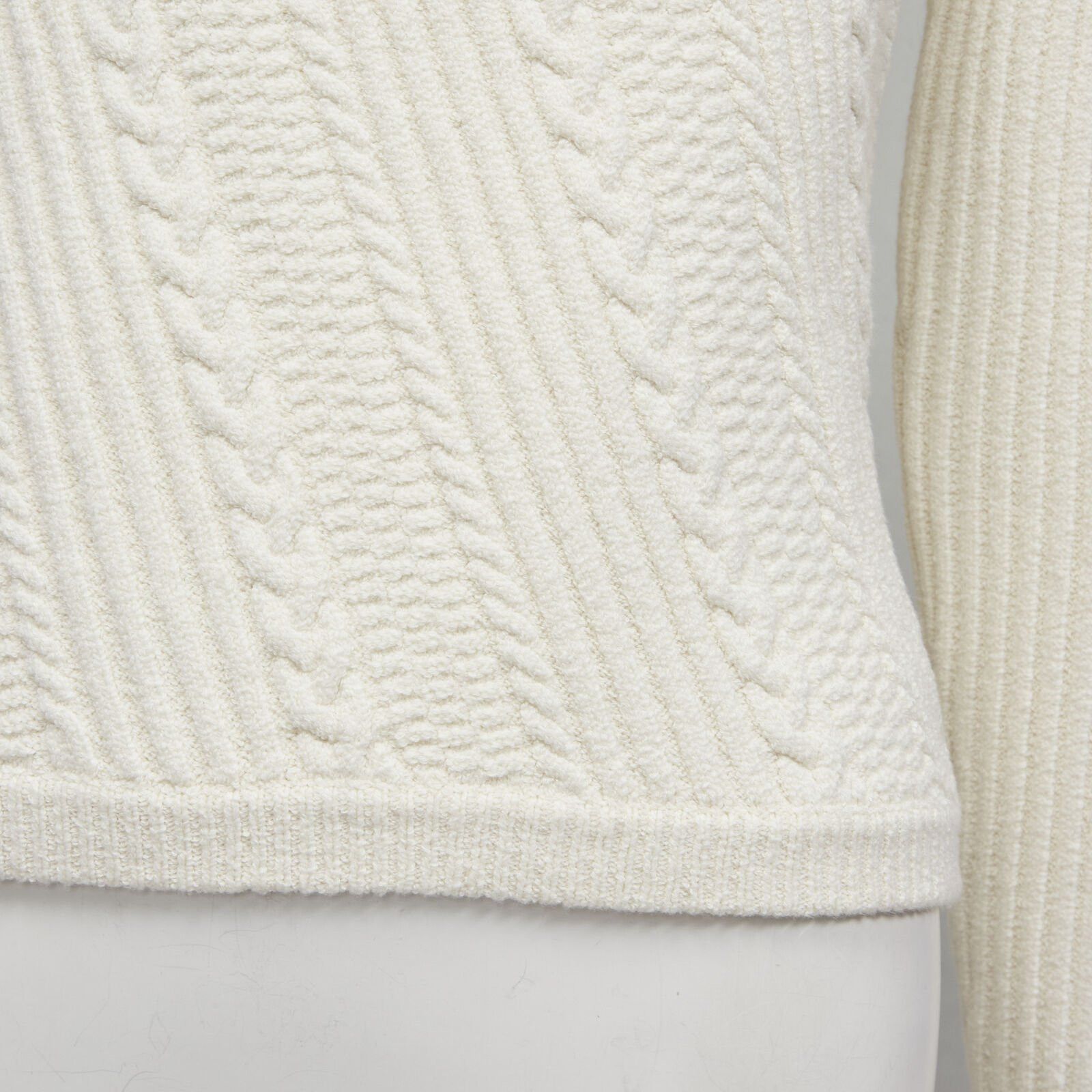 Ganni GANNI ivory crystal button textured knit cotton blend sweater top XS Size S / US 4 / IT 40 - 8 Thumbnail