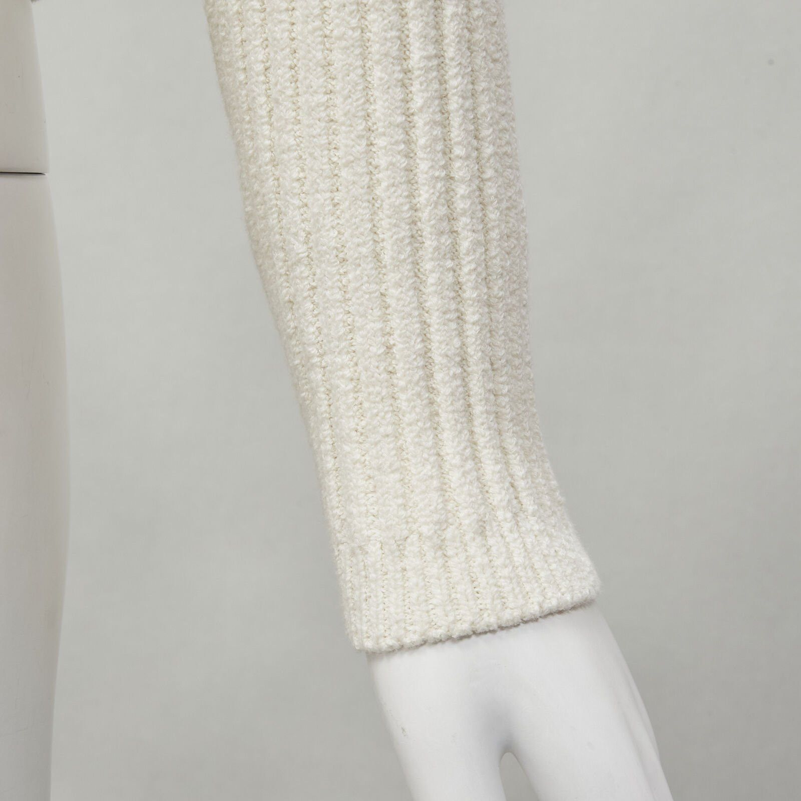 Ganni GANNI ivory crystal button textured knit cotton blend sweater top XS Size S / US 4 / IT 40 - 9 Thumbnail