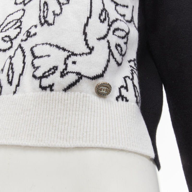 Chanel CHANEL 22C cashmere black white Dove bird CC pullover sweater FR34 XS Size XS / US 0-2 / IT 36-38 - 2 Thumbnail