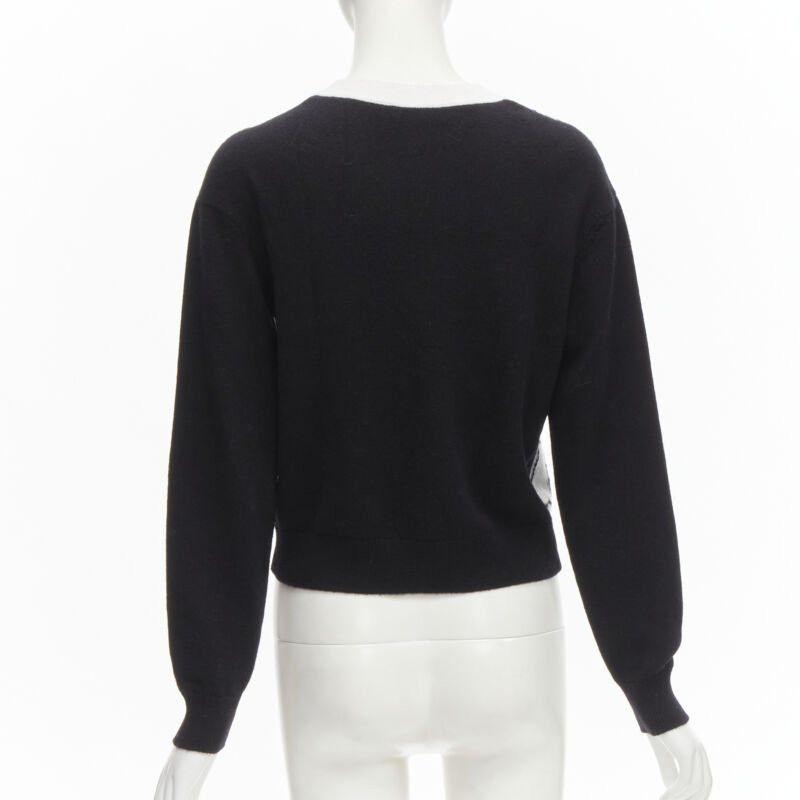 Chanel CHANEL 22C cashmere black white Dove bird CC pullover sweater FR34 XS Size XS / US 0-2 / IT 36-38 - 5 Thumbnail