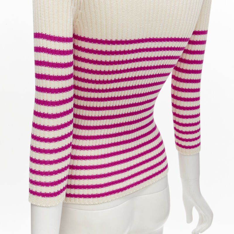 Dior CHRISTIAN DIOR 2022 Mariniere pink nautical sailor stripe logo ribbed top FR34 Size XS / US 0-2 / IT 36-38 - 8 Thumbnail