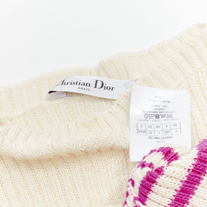Dior CHRISTIAN DIOR 2022 Mariniere pink nautical sailor stripe logo ribbed top FR34 Size XS / US 0-2 / IT 36-38 - 9 Thumbnail