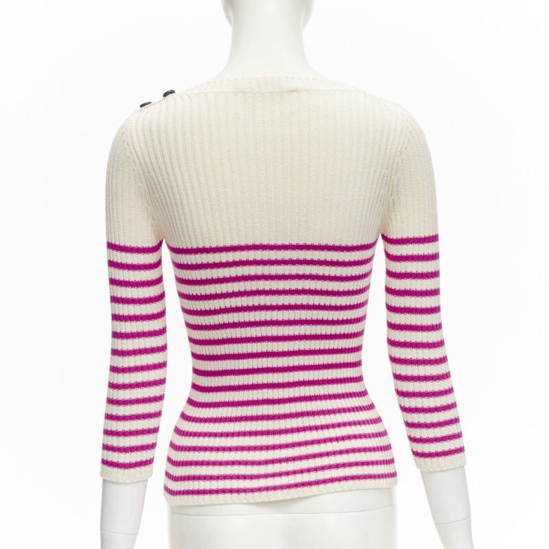 Dior CHRISTIAN DIOR 2022 Mariniere pink nautical sailor stripe logo ribbed top FR34 Size XS / US 0-2 / IT 36-38 - 5 Thumbnail