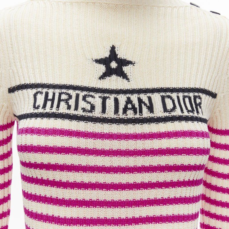 Dior CHRISTIAN DIOR 2022 Mariniere pink nautical sailor stripe logo ribbed top FR34 Size XS / US 0-2 / IT 36-38 - 7 Thumbnail