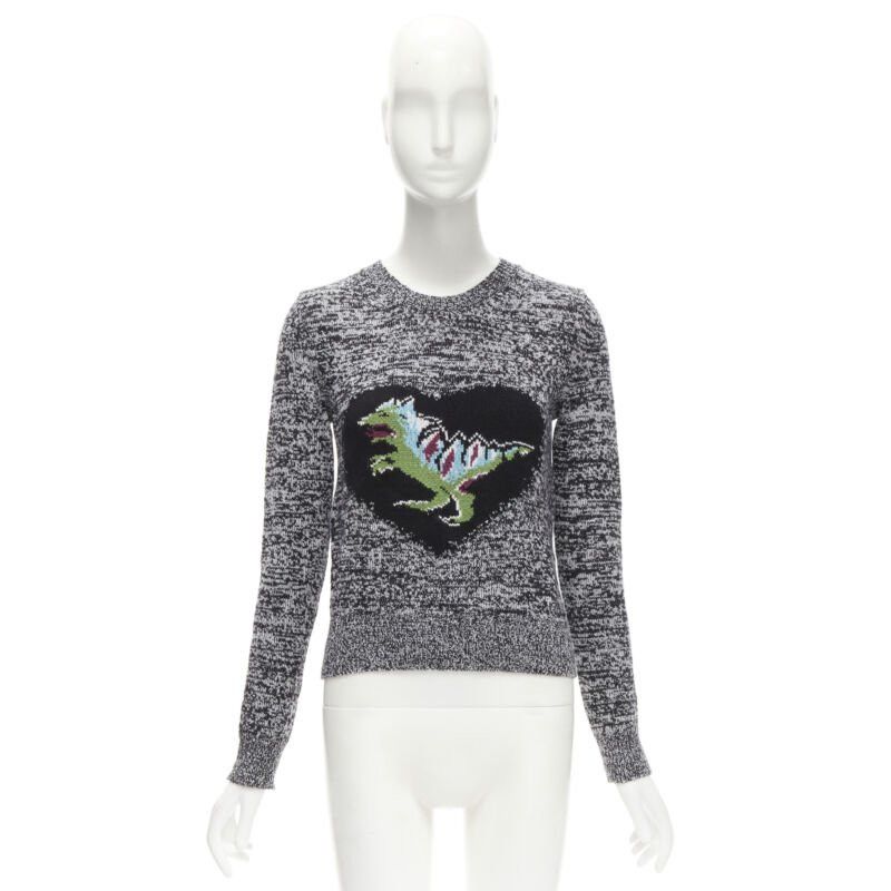 Dior CHRISTIAN DIOR 100% cashmere melange grey dragon illustration sweater FR34 XS Size XS / US 0-2 / IT 36-38 - 10 Thumbnail
