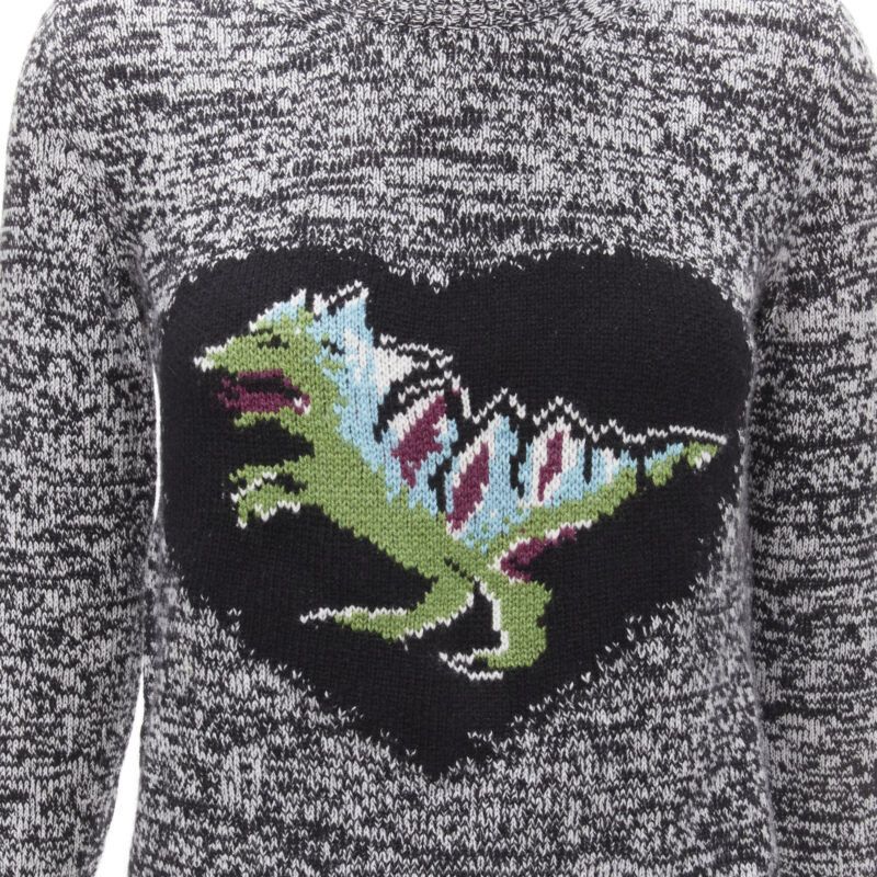 Dior CHRISTIAN DIOR 100% cashmere melange grey dragon illustration sweater FR34 XS Size XS / US 0-2 / IT 36-38 - 7 Thumbnail