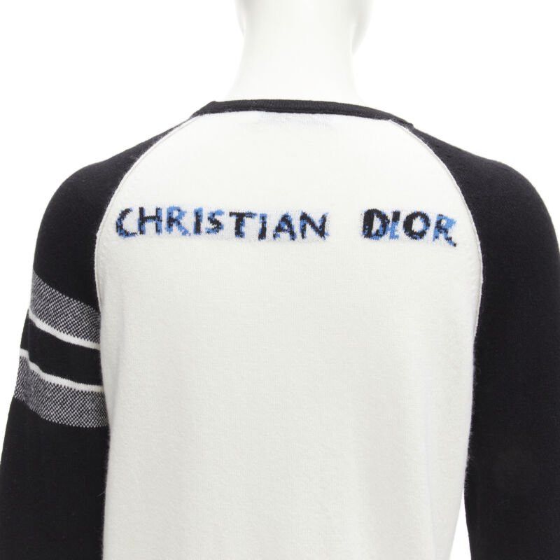 Dior CHRISTIAN DIOR 2021 100% cashmere Heart Beat black white raglan top FR34 XS Size XS / US 0-2 / IT 36-38 - 2 Thumbnail