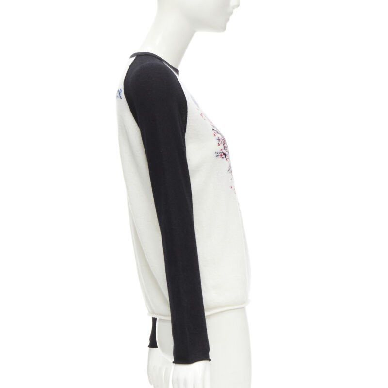 Dior CHRISTIAN DIOR 2021 100% cashmere Heart Beat black white raglan top FR34 XS Size XS / US 0-2 / IT 36-38 - 4 Thumbnail