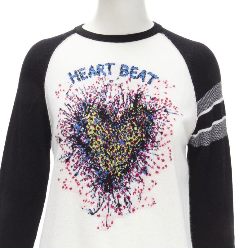 Dior CHRISTIAN DIOR 2021 100% cashmere Heart Beat black white raglan top FR34 XS Size XS / US 0-2 / IT 36-38 - 7 Thumbnail
