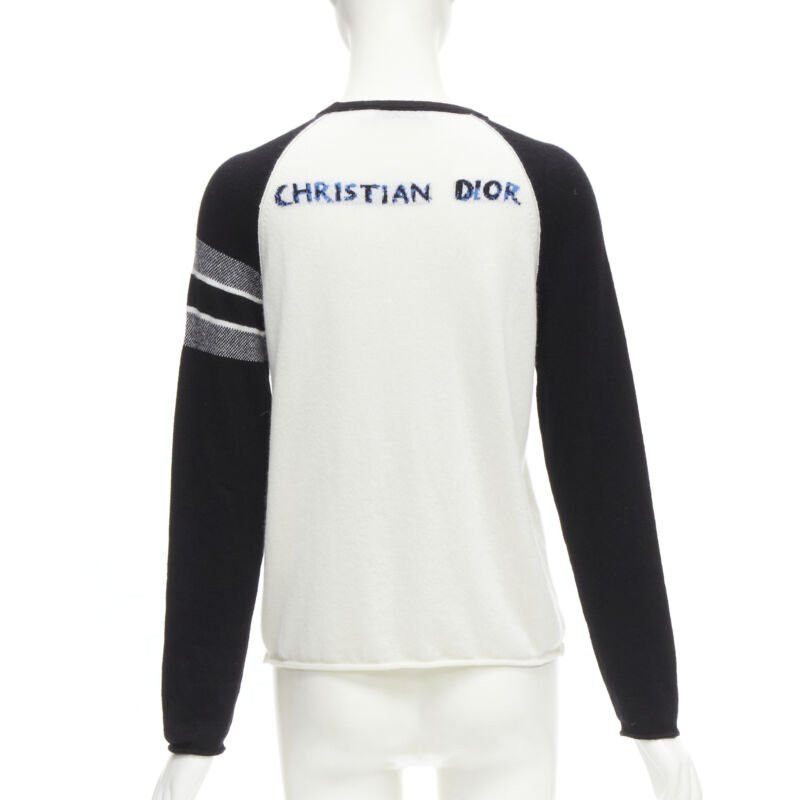 Dior CHRISTIAN DIOR 2021 100% cashmere Heart Beat black white raglan top FR34 XS Size XS / US 0-2 / IT 36-38 - 5 Thumbnail