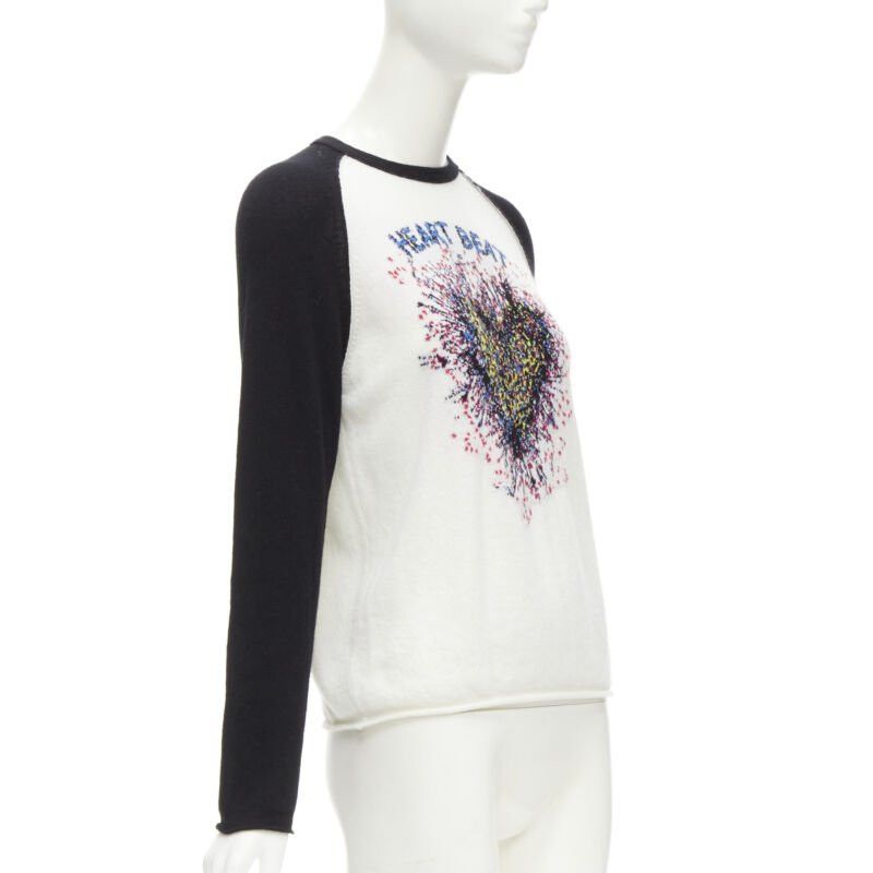 Dior CHRISTIAN DIOR 2021 100% cashmere Heart Beat black white raglan top FR34 XS Size XS / US 0-2 / IT 36-38 - 3 Thumbnail