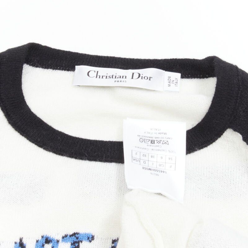 Dior CHRISTIAN DIOR 2021 100% cashmere Heart Beat black white raglan top FR34 XS Size XS / US 0-2 / IT 36-38 - 9 Thumbnail