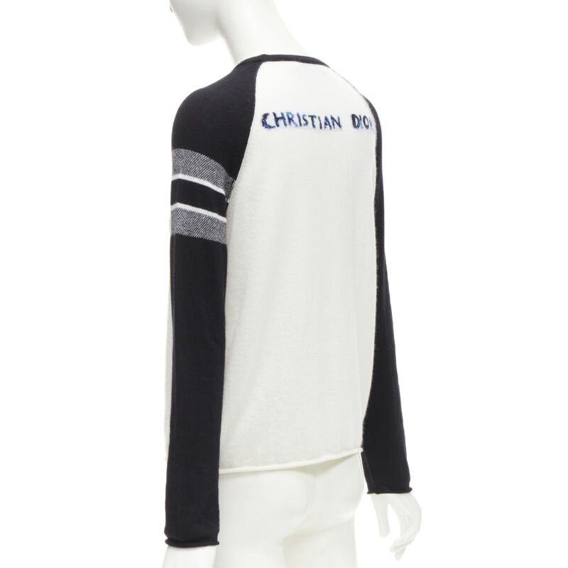 Dior CHRISTIAN DIOR 2021 100% cashmere Heart Beat black white raglan top FR34 XS Size XS / US 0-2 / IT 36-38 - 6 Thumbnail