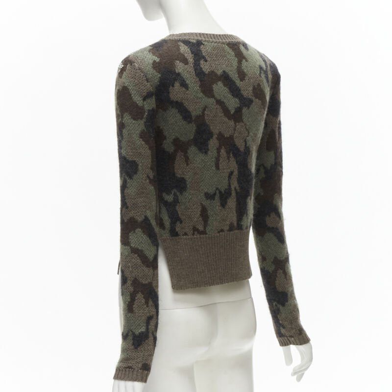 Giambattista Valli GIAMBATTISTA VALLI 2021 green camo crystal embellished cropped sweater IT38 XS Size XS / US 0-2 / IT 36-38 - 6 Thumbnail