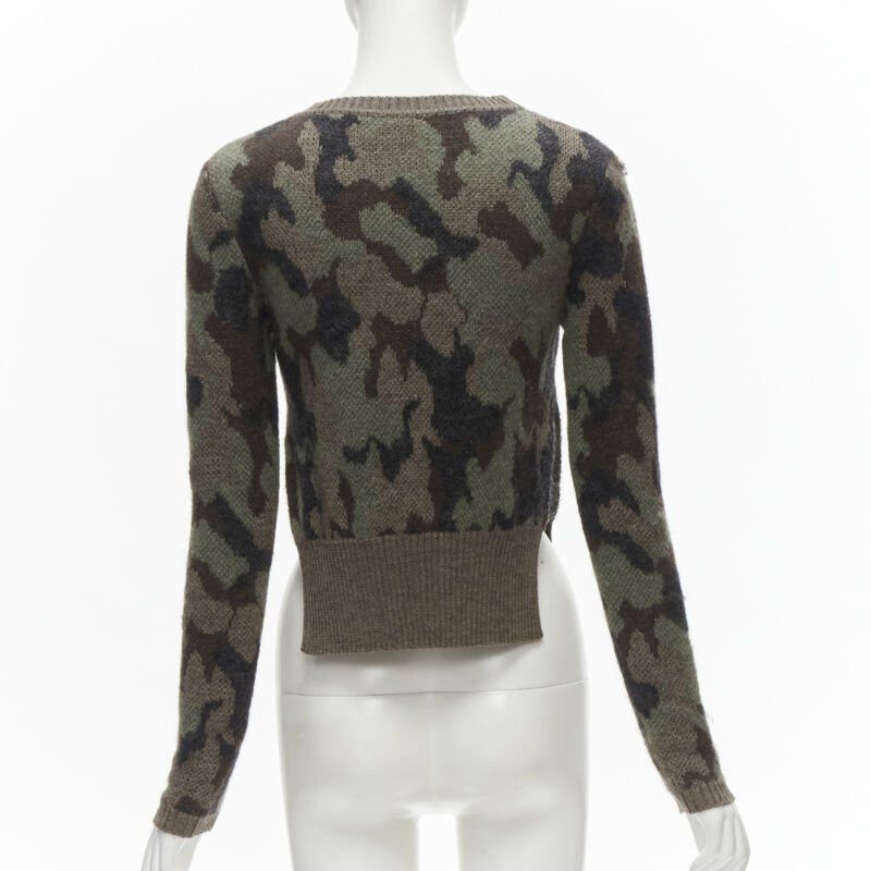 Giambattista Valli GIAMBATTISTA VALLI 2021 green camo crystal embellished cropped sweater IT38 XS Size XS / US 0-2 / IT 36-38 - 5 Thumbnail