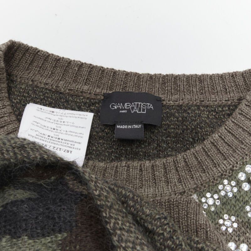 Giambattista Valli GIAMBATTISTA VALLI 2021 green camo crystal embellished cropped sweater IT38 XS Size XS / US 0-2 / IT 36-38 - 9 Thumbnail
