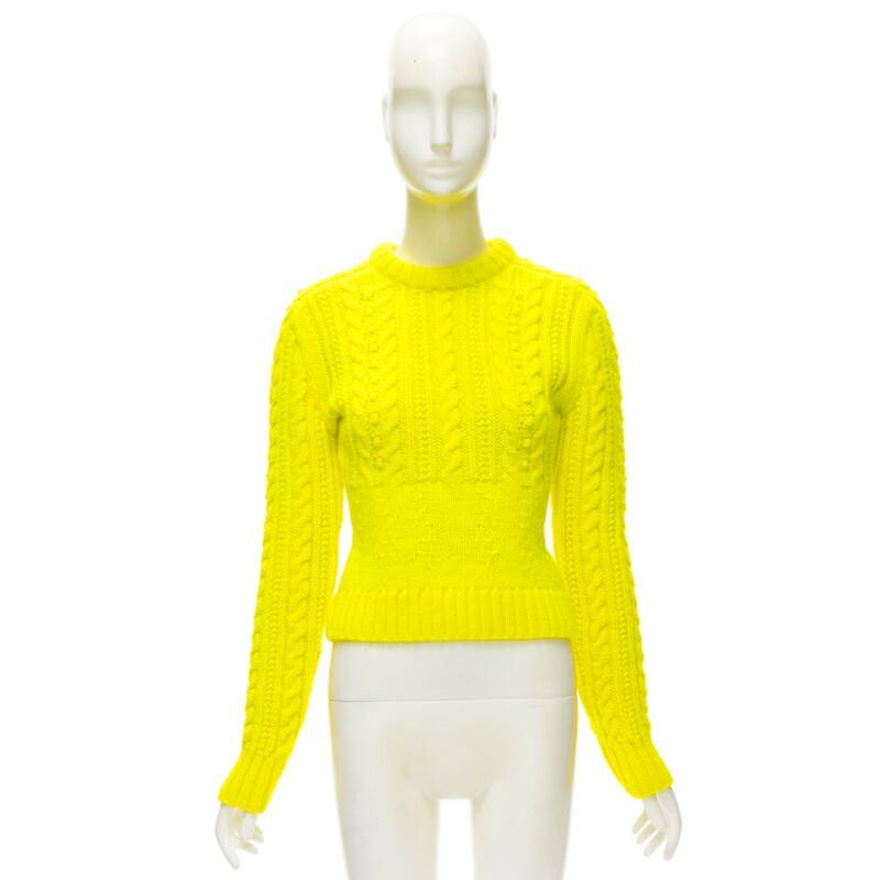 Philosophy di Lorenzo Serafini PHILOSOPHY DI LORENZO SERAFINI 100% wool yellow fitted cable knit sweater IT40 S Size S / US 4 / IT 40 - 10 Thumbnail