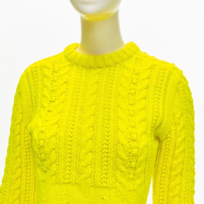 Philosophy di Lorenzo Serafini PHILOSOPHY DI LORENZO SERAFINI 100% wool yellow fitted cable knit sweater IT40 S Size S / US 4 / IT 40 - 7 Thumbnail