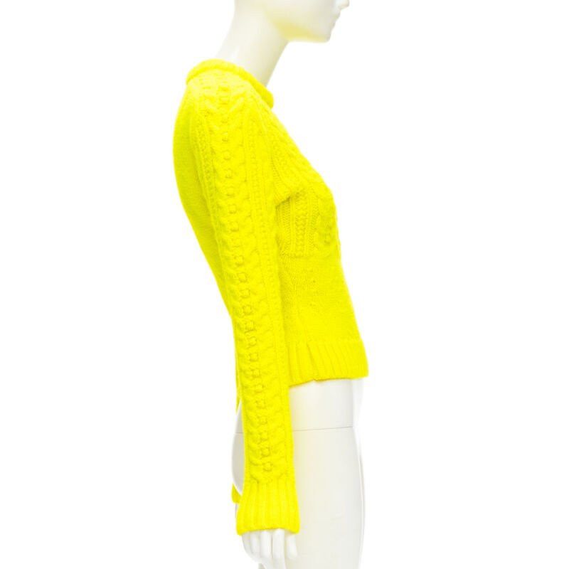 Philosophy di Lorenzo Serafini PHILOSOPHY DI LORENZO SERAFINI 100% wool yellow fitted cable knit sweater IT40 S Size S / US 4 / IT 40 - 4 Thumbnail