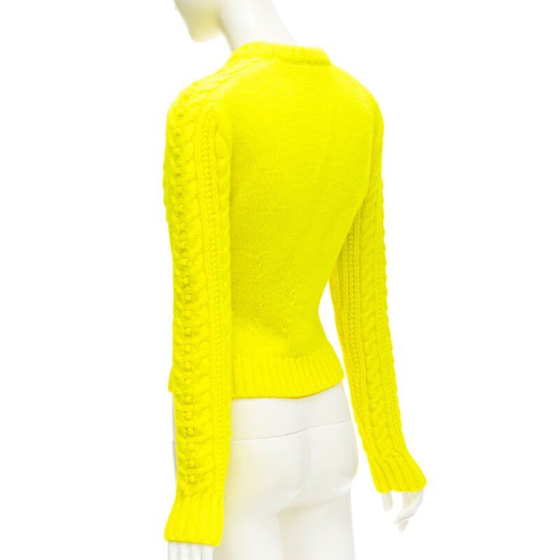Philosophy di Lorenzo Serafini PHILOSOPHY DI LORENZO SERAFINI 100% wool yellow fitted cable knit sweater IT40 S Size S / US 4 / IT 40 - 6 Thumbnail