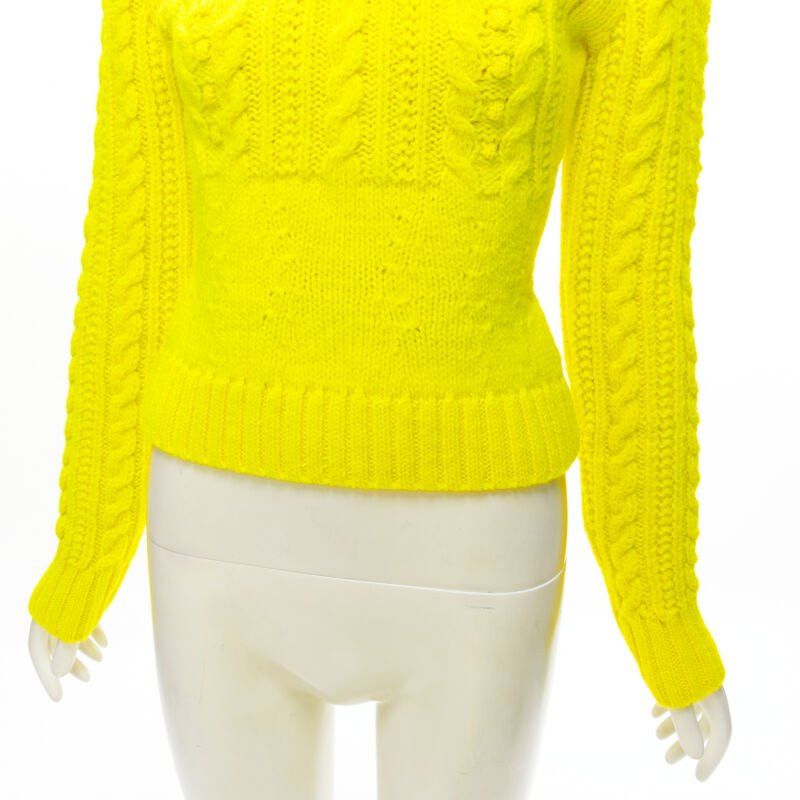 Philosophy di Lorenzo Serafini PHILOSOPHY DI LORENZO SERAFINI 100% wool yellow fitted cable knit sweater IT40 S Size S / US 4 / IT 40 - 2 Thumbnail