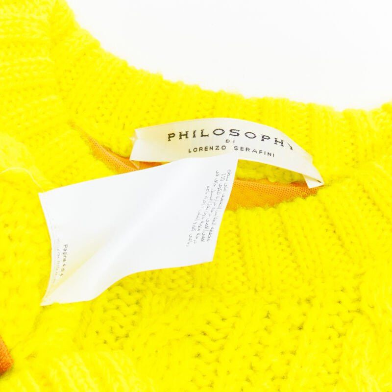 Philosophy di Lorenzo Serafini PHILOSOPHY DI LORENZO SERAFINI 100% wool yellow fitted cable knit sweater IT40 S Size S / US 4 / IT 40 - 9 Thumbnail