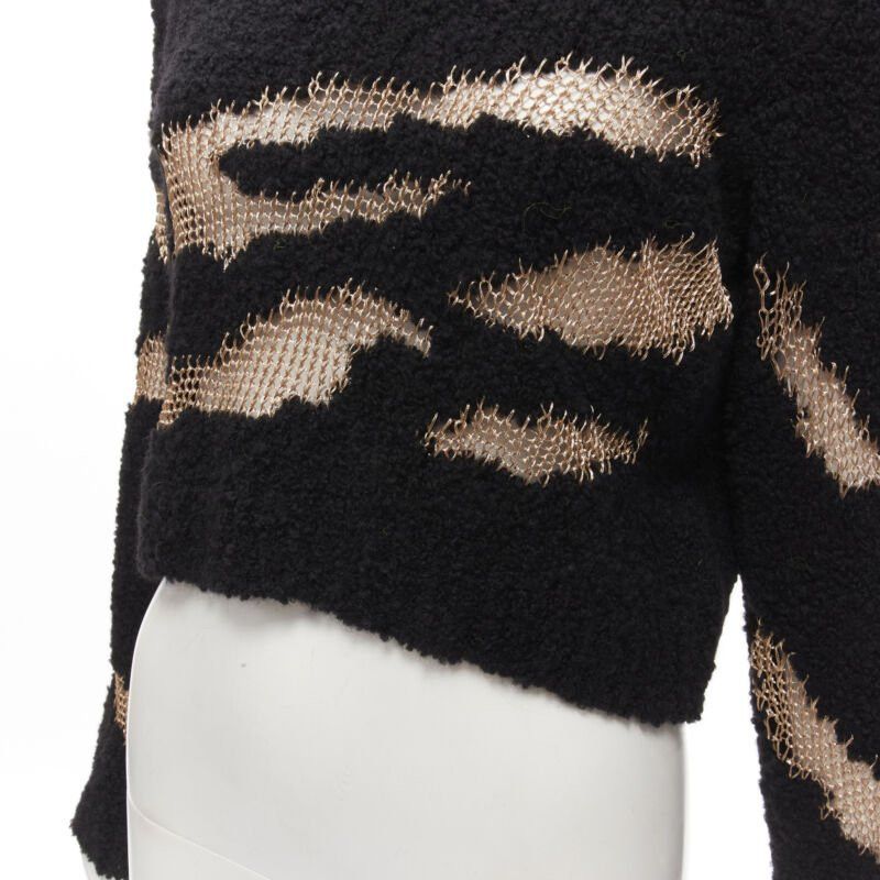 Philosophy di Lorenzo Serafini PHILOSOPHY DI LORENZO SERAFINI gold lattice sheer black slouchy sweater top IT38 Size XS / US 0-2 / IT 36-38 - 7 Thumbnail