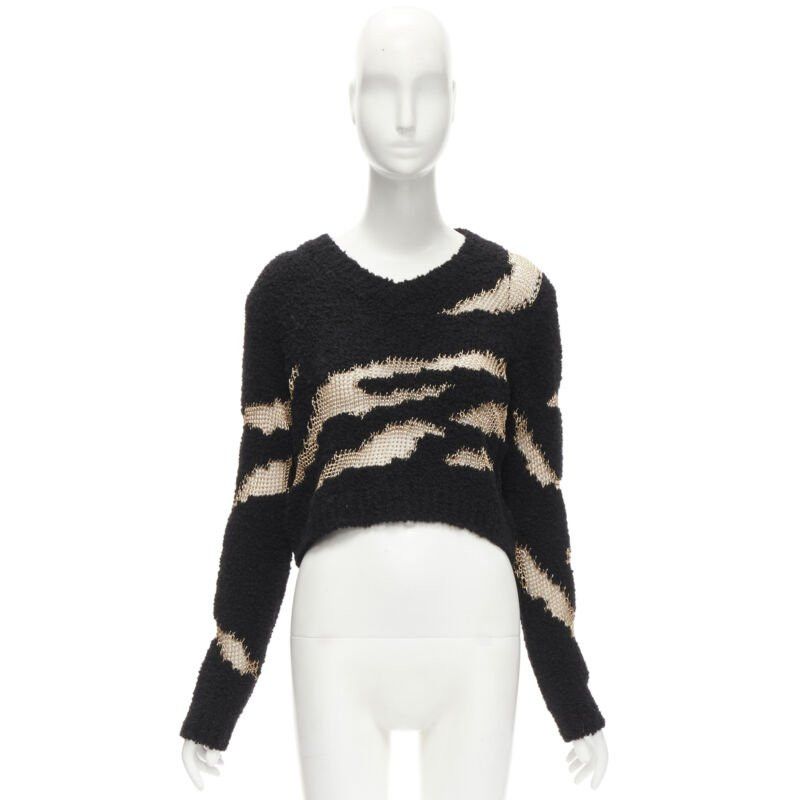 Philosophy di Lorenzo Serafini PHILOSOPHY DI LORENZO SERAFINI gold lattice sheer black slouchy sweater top IT38 Size XS / US 0-2 / IT 36-38 - 9 Thumbnail