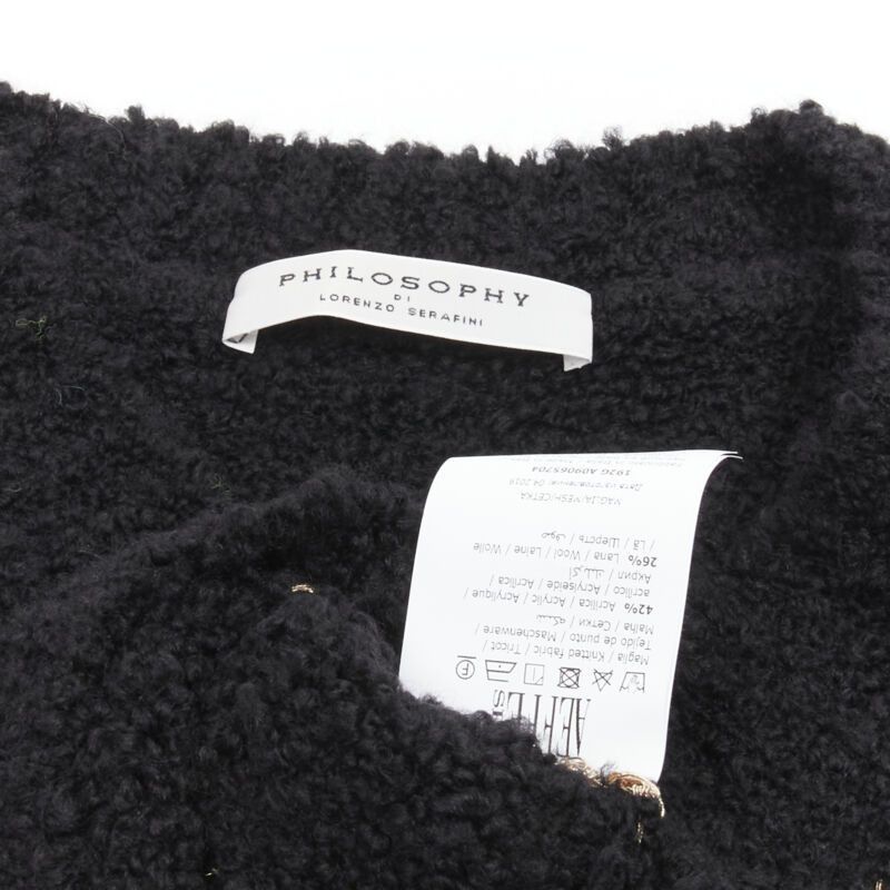 Philosophy di Lorenzo Serafini PHILOSOPHY DI LORENZO SERAFINI gold lattice sheer black slouchy sweater top IT38 Size XS / US 0-2 / IT 36-38 - 8 Thumbnail