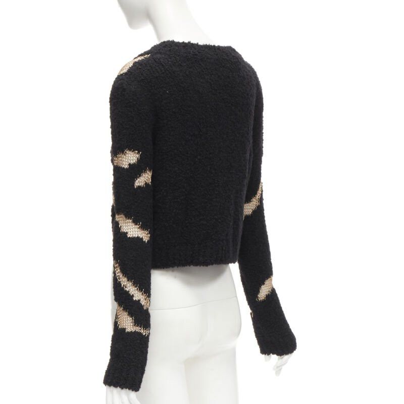 Philosophy di Lorenzo Serafini PHILOSOPHY DI LORENZO SERAFINI gold lattice sheer black slouchy sweater top IT38 Size XS / US 0-2 / IT 36-38 - 6 Thumbnail